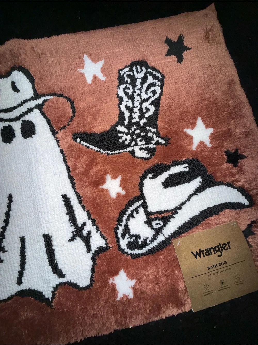 NEW Wrangler Western Ghost Cowboy Hat Boots, Cactus, Pumpkin Bathroom Rug 20x32”